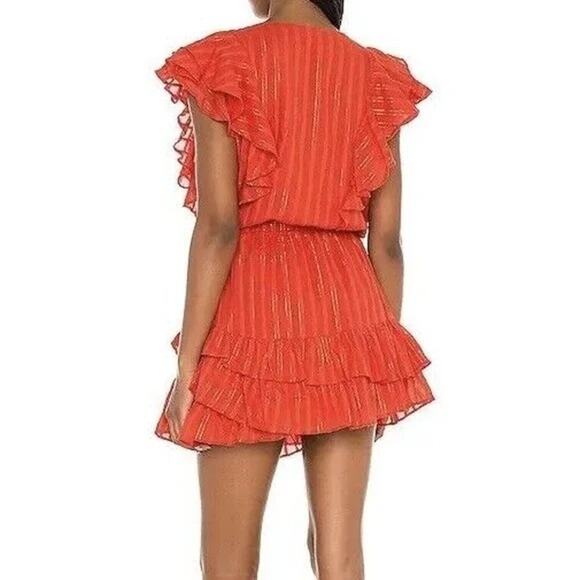Karina Grimaldi Raffa Metallic Mini Dress – Orange – Size XS - Picture 4 of 7